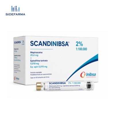 SCANDINIBSA 2% 1:100.000 - Mepivacaína  20,0 mg + Epinefrina tartrato  0,018 mg Eq- epin 0,010 mg